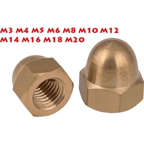 DIN1587 Brass Acorn Nuts Dome Head Cap M3 M4 M5 M6 M8 M10 M12 M14 M16 M18 M20 Brass Cap Nut Acorn Dome Head Hex Nuts