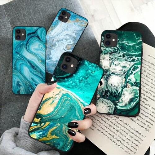 Luxury green Granite Stone Phone Case For iPhone 12 11 Pro Max 7 6s 6 8 Plus Matte Marble Cover For iPhone X XS XR Shell Coque