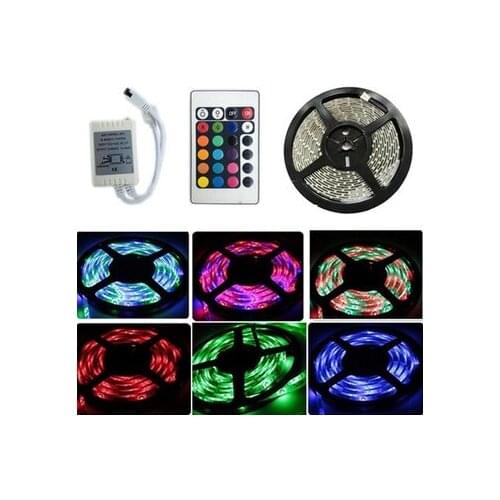 Colour changing led strip lights DC 12V 3528 RGB LED ribbon Light 60LEDs/M 5M/Roll waterproof + 24Keys IR Controller