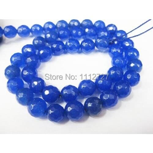 Trendy Accessory Crafts Diy 8mm Blue Chalcedony Faceted Round Beads Jewelry Making Semi Finished Stone Balls Gifts 15" Wholesale