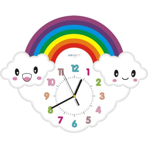 Cartoon Kids Large Wall Clock Rainbow 3d Kindergarten Clocks Bedroom Silent Childrems Room Promotion 2019 Reloj Decor SC262