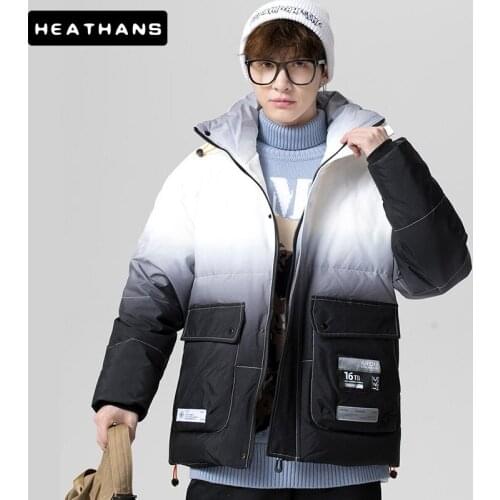 Color Contrast Mens Down Jacket Coats Winter 90% White Duck Down Jacket Male Thicken Warm Casual Down Parka Men Loose Coats Top