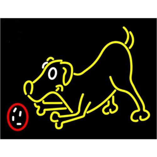 Pet Dog Playing Ball Neon Sign Custom Handmade Real Glass Tube Shop Store Advertise Home Decoration Display Neon Signs 17"X14"