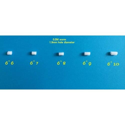 Plastic toy worm 0.5M 1.9 mm 2mm hole diameter 6mm 6*6 7 8 9 10 mm Decelerating turbine worm Drive gear
