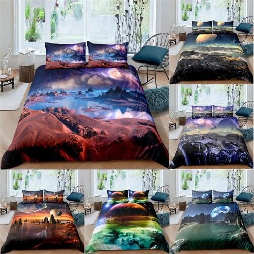 Bedding Set Night Sky Scenic Digital Printed Bed Linen Kids Girl Boy Duvet Cover Set Home Textiles Bedclothes Men Women Bed Sets