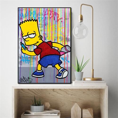 Disney Animation The Simpsons Graffiti Poster Prints Abstract Wall Art Canvas Painting Picture for Living Kids Room Home Decor