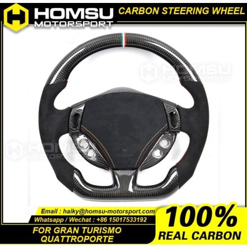 Custom Alcantar carbon fiber steering wheel For maserati Gran Turismo 4.2 4.7 2004-2011 quattroporte racing wheel convertible