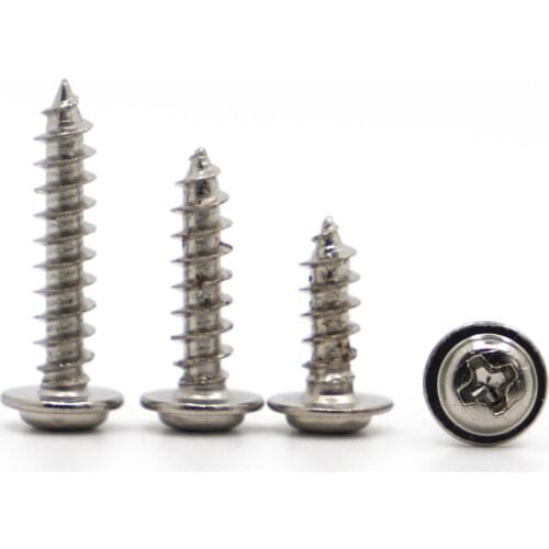 PWA Nickel Plated Cross Pan Head Self Tapping Screw With Pad Round Head Tapping Screws M1.2 M1.4 M1.7 M2 M2.3 M2.6 M3 M3.5 M4