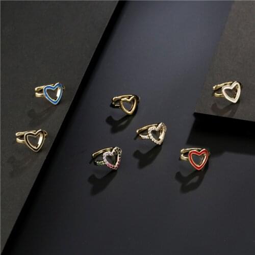 1PCS Sweet Cute Heart Earring Clip Women Girl Wedding Jewelry Unique Design CZ Ear Cuff No Pierced Wholesale