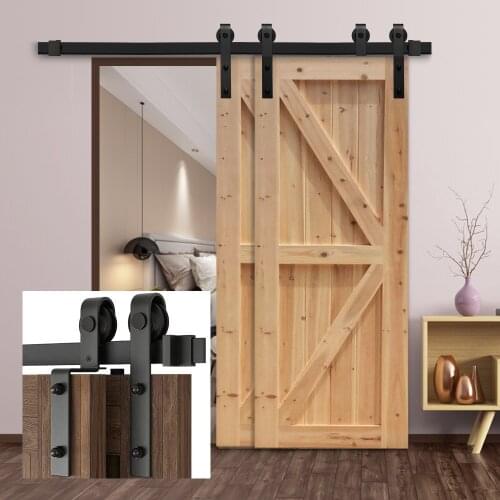 Gifsin Bypass Sliding Barn Door Hardware Track Bent Hanger System 4-9.6FT