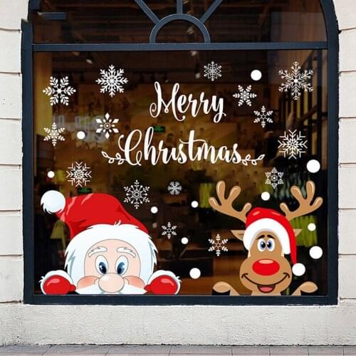 Glass Sticker Merry Christmas Santa Elk Christmas Film For Home Christmas Decoration New Year Santa Claus Elk Window Home