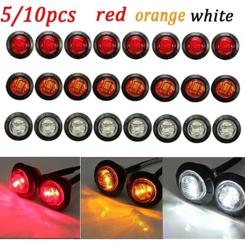 Lampada LED 5/10PC 12V Red/ Orange / White ROUND LED Side Marker Light Indicator Lamp Truck Trailer Caravan Van LED bulb