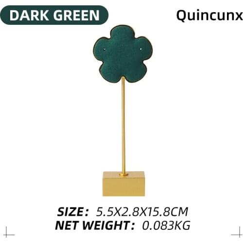 Dark Green Flower Microfiber Metal Earring Jewelry Display Bracket For Femal Necklace Storage Showcase Holder Base Detachable