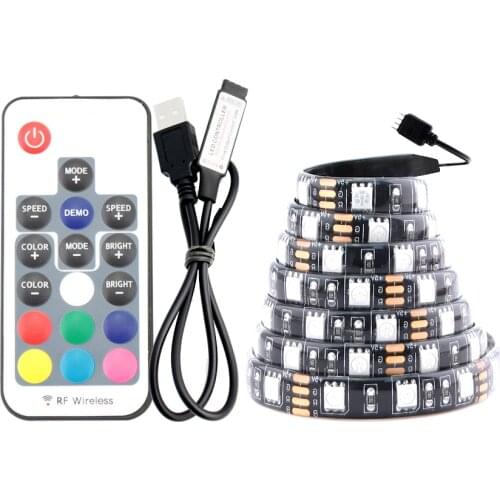 USB LED Strip Light 5V PC RGB 5050 1M 60Led/M 3 17 Key Controller USB Led Strip 5V RGB TV Backlight Waterproof Tape Diode Lamp