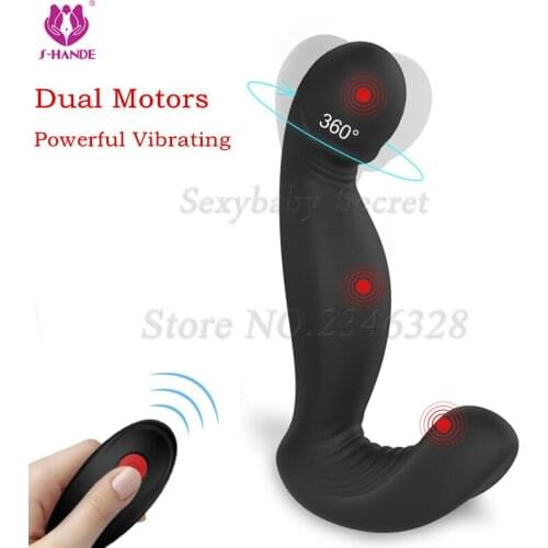 2019 New Design Dual Motor 9 Speeds Vibration Rotation G Spot Dildo Vibrators Male Prostate Massager Anal Sex Toys for Man Women