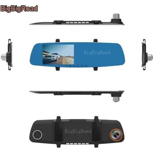 BigBigRoad For infiniti qx56 G25 G35 G37 Car DVR Dual Lens Blue Screen Rearview Mirror Video Recorder Dash cam 5 inch monitor