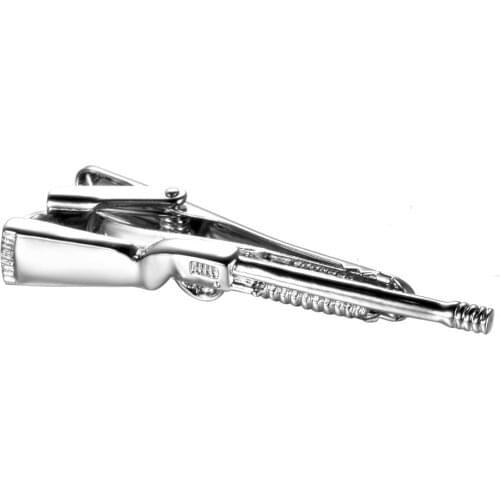 Vintage Metal Rifle Tie Clip Wedding Necktie Clasp Pin Bar-Silver Color color