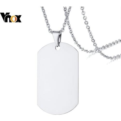 Vnox Stainless Steel Necklace Mirror Dog Tag Pendant with 20/24 inch O Chain