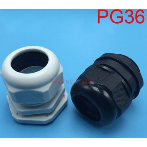 10pcs/lot Waterproof Cable Connector PG36 White or Black Cable Gland 22-32mm Cable Range