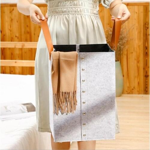 Felt Storage Basket with Open Buttons Dirty Clothes Laundry Baskets Foldable Clothing Bags Child Kids Toys Organizer Hamper Box