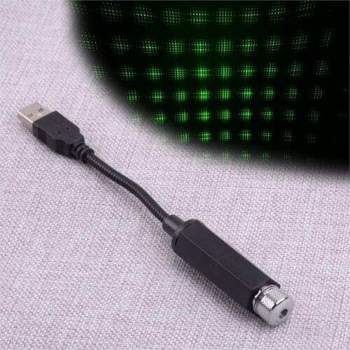 Green USB LED Car Interior Roof Atmosphere Galaxy Star Night Light Lamp 5V 1W Universal Accessories