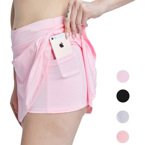 Pleated Sport Skort with Pockets for Women Dance Yoga Golf Tennis Running Badminton Speed Dry Short Pants with Skirt
