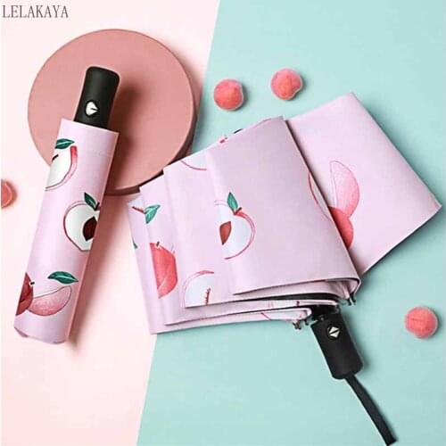 Girls Fruit Summer Umbrella Automatic Folding Clear Umbrella Rain Women Sun Protect UV Parasol Umbrella 8K Windproof Paraguas