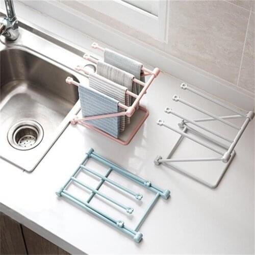 1 Pcs Foldable Vertical Rag Kitchen Towel Plastic Rack Kitchen Storage Drying Items Save Space Multifunctional Small Home Tool
