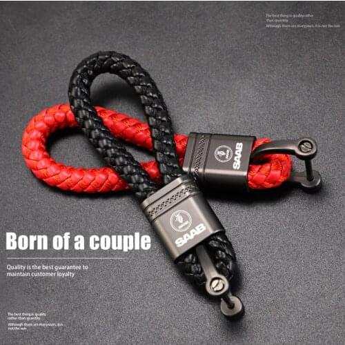 1Pcs Universal Metal Car Keychain Leather Woven Key Ring For Saab 93 93X 95 96 94X 92X 99 9X 9000 900 TurboX Phoenix Sonett