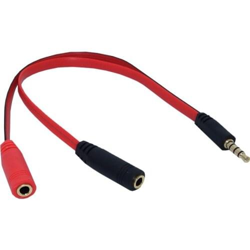 100pcs/lot 20cm 2 in 1 3.5mm male to 2*3.5mm Female AUX Audio Cable Y Splitter Stereo Car Extension Short Cord