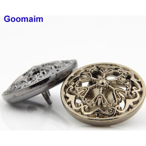 100pcs fashion hollow out flower metal buttons overcoat sewing alloy jeans buttons for clothes jeans buttons