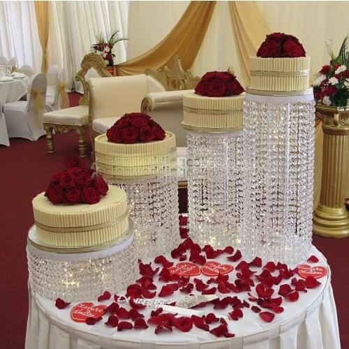 4pcs Luxury Cake Stand Crystal Centerpieces