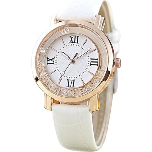 40%HOT Fashion Women Rhinestone Inlaid Round Dial Roman Number Quartz Wrist Watch Gift