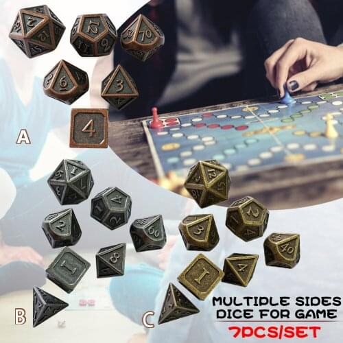 7Pcs Polyhedral Dice Polyhedral Metal Dices Set For RPG Dungeons And Dragons DND RPG MTG D20 D12 D10 D8 D6 D4 Table Board Game
