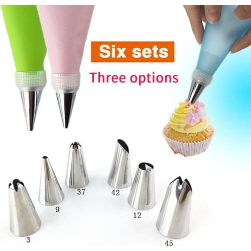 8Pcs/set Stainless Steel Cake Tool 6 Nozzle 12-inch EVA Cream Squeeze Bag And Small Converter DIY Cake Mold Kitchen Baking Tools