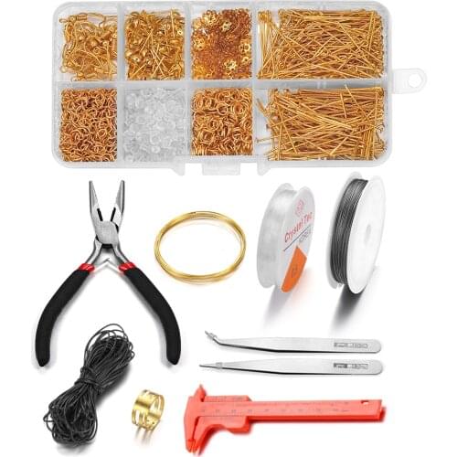 800Pcs Earring Hook Head Pins Bead Caps Jump Rings Wire Tools Jewelry Making Set For DIY Jewelry Making Kit Accessories Supplies