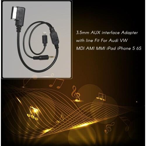 3.5mm AUX interface Adapter with line Fit For Audi VW MDI AMI MMI iPad iPhone 5 6S