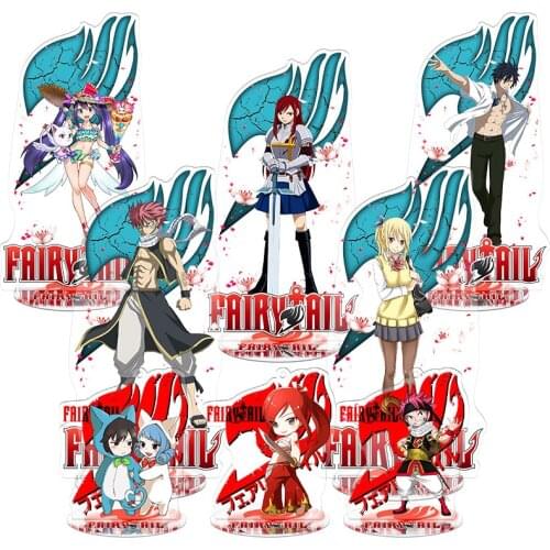 Anime Fairy Tail Acrylic Stand Model Doll Erza Scarlett Grey Fullbuster Lucy Two-sided Action Figure Pendant Toy Gift