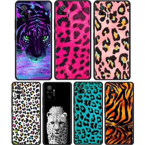 Tiger Leopard Panther Cover For Xiaomi Redmi Note 10 Pro 8T 9T 7 8 9 Pro 9S 10 5G 9A 8 Pro Cell Phone Case Black Soft Shell