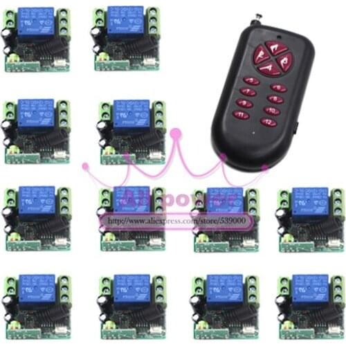 Digital 12V 1 Channel Fixed Code RF Gate Garage Door Transmitter and Receiver Remote Control Switch
