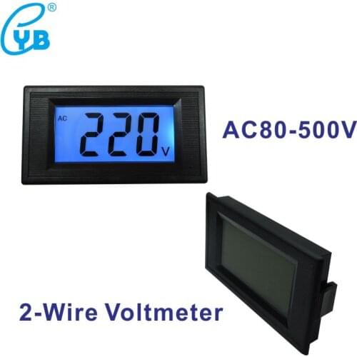 LCD Digital Voltmeter AC 80-500V Voltage Meter Volt Measuring Instrument 2-Wire Blue Backlit 110V 220V Voltage Monitor Voltmetre
