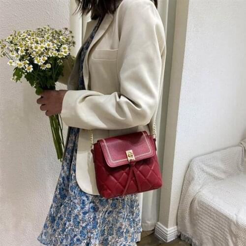 Coofit 1pc Retro Crossbody Purse Tassel Decor Rhombus Grid Crossbody Bag Shoulder Bag For Women Ladies Party Dress Up