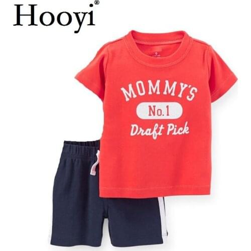 Hooyi Children Clothes Suit Baby Boy Sport Clothing Sets Mommys No.1 Draft Pick Infant Tee Shirt Shorts Pants Newborns Jumpsuit