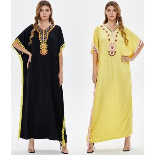 Europe, America, Middle East, Muslim Womens Printed Dress, Large Size Loose, Large Set Islamic Robe