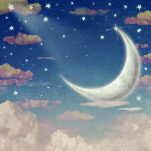 Newborn Photo Backdrops White Star with Moon on Blue Sky Kids Photography Background Studio fondos de estudio fotografia