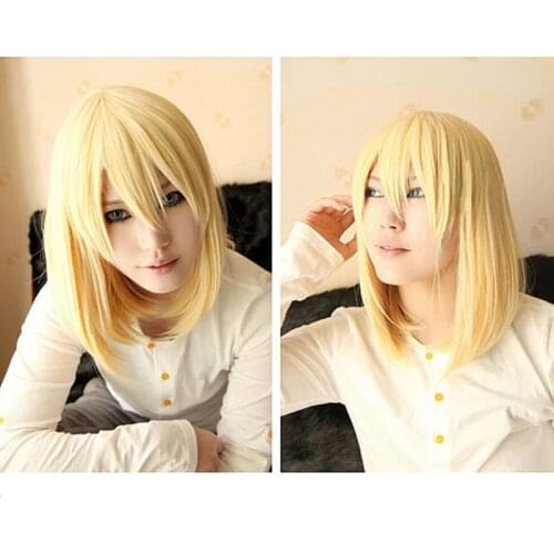 Howls Moving Castle Wizard Howl Short Blonde And Short Black Heat Resistant Synthetic Hair Cosplay Costume Wig + Cap