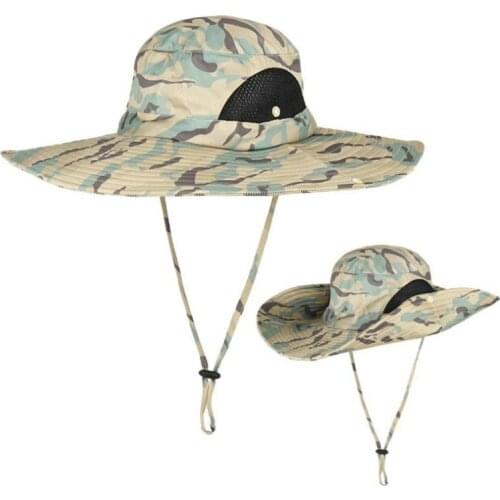 Large brim camouflage bucket hat cap casual breathable wide brim camo summer hat outdoor sports fishing cap fishermen sun hat