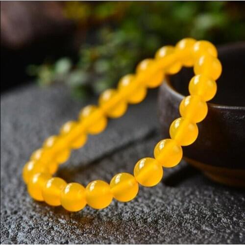 Classic 8mm Natural Agate Chalcedony Jade Bracelets for Men Women Handmade Custom Topaz Beads Bangle Fine Jewelry Gifts