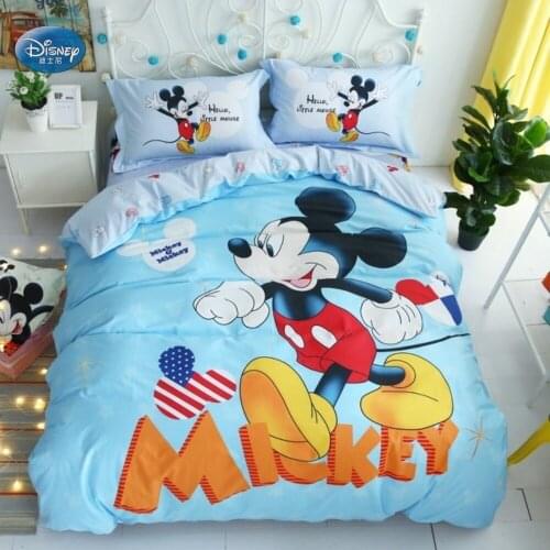 Disney Cartoon Mickey Minnie Mouse 3D Printed Bedding Sets for Childrens Girls Bedroom Decor Cotton Duvet Cover Set 1.5m Bed