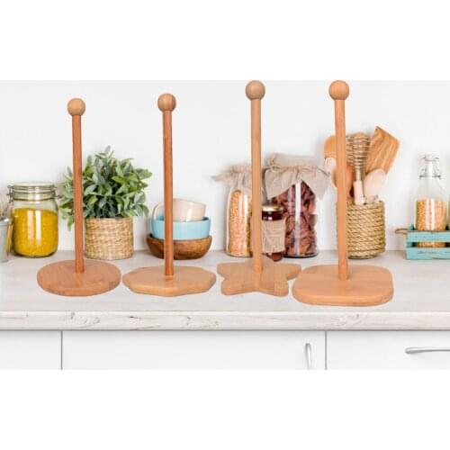 Kitchen Roll Holder, Wooden Paper Tower Stand with Anti Slip Pad, Star Tissue Paper Roll Holder for Bedroom,Bathroom XH8Z